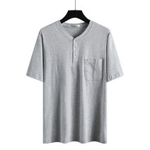 남성 라운드넥 포켓 티셔츠 순면 중 및 노인 반팔