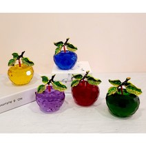 크리스탈 사과 장식품 5color 거실 콘솔 장식장 인테리어 소품, 옐로우