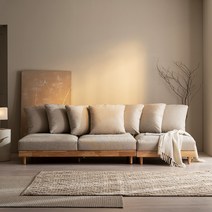 한그루 구스 패브릭 4인용 원목 소파 세트, 네추럴