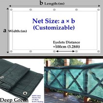 햇빛 가리 95% 차광 두꺼운 자외선 차단 딥 그린 HDPE 차양 네트 발코니 프라이버시 스크린 가정 정원 울타리 그물, [37] 3m x 3m, [01] 100cm Eyelet Space
