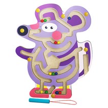 GHSHOP 나무 자기 구슬 미로 장난감 두뇌 티저 줄기 장난감 퍼즐 미로 보드 만화 동물 모양, 다중, 목재, 쥐