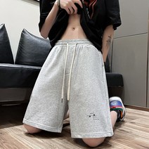 트레이닝 팬츠 반바지 남자 와이드 캐주얼 5부 팬츠 여름 니트 코디