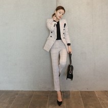 여성용 우아한 정장 재킷 긴 바지 정장 여성맞춤정장 미니멈정장세트 홈쇼핑 여성 정장 세트 여성 정장 브랜드 트위드 투피스 하객룩 키작녀정장세트 세미정장 셋업수트 트위드 세트