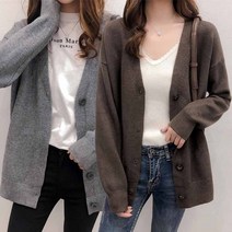 심플 무지 디자인 여성 V라인 베이직 기본 가디건 여성니트가디건_[230515EA]