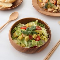 네추럴 아카시아 통원목 샐러드 볼 둥근 접시 쿠킹 파스타보울 홈파키 사계절, 기본선택 특대