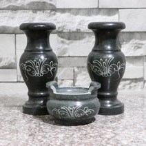 묘지 화병 산소 납골당 꽃병 돌 마블 대리석 1+1 한쌍, 향로 외경 18CM