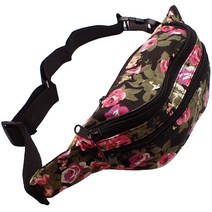 Topkids Accessories 패션 범 백 플로럴 범백 페스티벌 여성용 여행 가방 허리 패니 팩 성인 여성 남성용 플라밍고 라이트 블루 백 493098, Floral Black