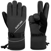 SUN CUBE 스키/스노우보드 장갑 남성 여성을 위한 스노우 워터프루프 통풍 겨울 스노보드 단열 보온 검은색. Medium, Small