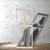 드레스룸행거 시스템옷장 선반3단 행거2봉 1000 x 400 x 1350, 화이트