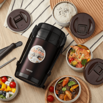 보온 도시락 공무원 스탠 수능 밥통 보냉백 학생, 퍼플4단2.6리터+보온가방식기.T0229