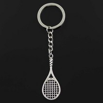 테니스 라켓 용품 악세사리 훈련 패션 키 체인 48x19mm 배드민턴 청동 실버 컬러 펜던트 diy men jewelry car key chain ring holder for, 실버 색상