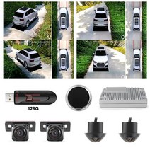 어라운드뷰 차량 360도 스카이뷰자동차 360 3D 파노라마 카메라 DVR 조감도 시스템 지원 한국어 일본어, 06 3DP-1 with 128G USB