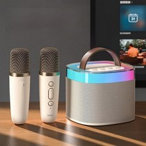 SK2 집콕 마이크 블루투스 스피커 미니 코노 휴대용 노래방, 핑크 싱글마이크 스피커세트
