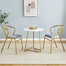 FYSHOP 북유럽 인테리어 2인용 원형 테이블 의자 세트, 세트9(테이블C+그레이의자2개)