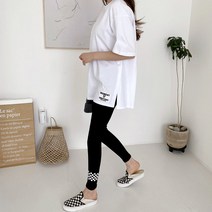 코지 여자 체크 패턴 포인트 디자인 캐주얼 운동복 레깅스