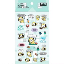 투명테두리 캐릭터 스티커 차미 BT21홈올데이chimmy 비티21 노트북 다이어리 휴대폰케이스 꾸미기 테이프