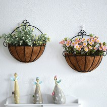 벽인테리어 코코넛 반달 철제 벽걸이 행잉 화분, 3-코코넛화분-35CM