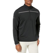 Callaway 남성용 Golf 골프 체스트 스트라이프 긴소매 1/4 지퍼 모크 풀오버 블랙 스몰