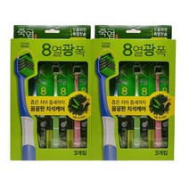 죽염 8열광폭 치아사이 치석케어 차콜 초극세모, 3입, 2개