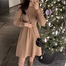 꽈배기니트원피스 여성 루즈핏 데일리 롱 슬림