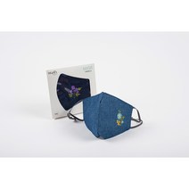 미도규방 4계절 숨쉬기 편한 전통 꽃자수 빨아쓰는 재사용 가능 패션 웨딩 한복 3D 대마면 꽃자수 마스크, 남색