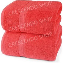 미국 점보 목욕 큰타월 2피스 600GSM 100퍼센트 링스펀 코튼 고흡수성 및 퀵 드라이 초대형 88.9 x 177.8cm, 2개, O. 산호