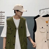 조끼 코튼 포켓 아미조끼 - 3color