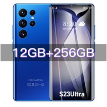 S23 울트라 5G 스마트폰 7.3 인치 풀 스크린 전화 16GB + 휴대폰 글로벌 안드로이드 13 새로운 브랜드, 없음, 2.Blue 12GB  256GB