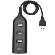 DFMEI 파우더 USB 허브 1- 포인트 쿼터 와이어 4- 포트 USB 세미퍼 USB 허브 USB 행 삽입, 검은 색
