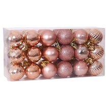 36Pcs 크리스마스 공 크리스마스 장식품 세트 장식 싸구려 펜던트 선물 패키지, 플라스틱, 로즈 골드