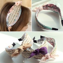 그랑데 라탄 리본 머리띠 리본머리띠 예쁜 명품 여자 넓은 헤어밴드