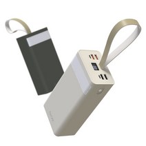 리큐엠 LED 캠핑 차박 고속충전 LCD 숫자 잔량표시 대용량 보조배터리 50000mAh, 올리브그린