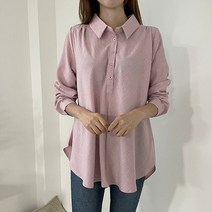 [커스텀에이블] 셔츠카라 A라인 롤업 블라우스_C2302BL032A