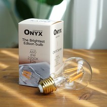 LED 더밝은 에디슨전구 A60 8W 인테리어램프 캠핑 카페 감성 램프 ONYX, ON A60 8W