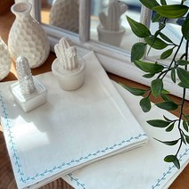 꽃비 강화 자수소창행주 무형광 2겹행주 12개 Set (정련되어 바로 사용하는 행주), 민트 12장