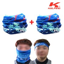 콜핑 쿨맥스 아이스 기능성 멀티스카프 1+1 블루 국산 여름 마스크 자외선차단 멀티프, 블루 1+1