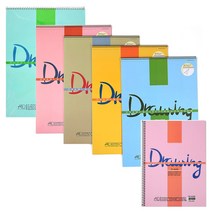 아트앤디자인 백색 드로잉스케치북 180g /8절 5절 4절 /표지랜덤 스프링제본 드로잉 크로키북 아트 디자인, 8절(43992)