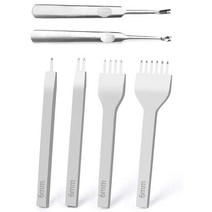 앙카 펀치 스크류 가죽 구멍 1 2 4 6 프롱 DIY 다이아몬드 레이싱 스티칭 치즐 세트 U/V 모양의 그루버 가장자리 베벨 러 스카이빙 도구, [06] 6mm 6pcs