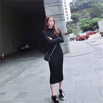 코지 가을 워너비 반목폴라 골지 니트 롱원피스