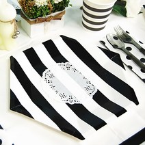 제이벌룬 일회용 파티접시, 1개, 25cm 육각 줄무늬 블랙 6입