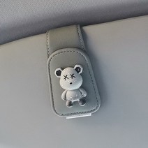 차량용 안경 선글라스 집게 자동차 카드 현금 수납 귀여운 캐릭터 톨게이트 자석, 그레이-그레이베어