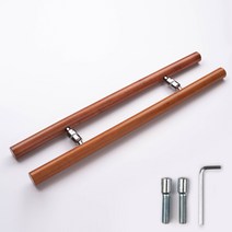 강화도어 손잡이 340mm 체리 원목 H자 유리문+철문 목문용 장볼트, 1조(앞/뒤손잡이)