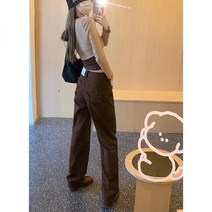 데일리룩 심플 2022 가을 아메리칸 빈티지 청바지 여 일자 루즈핏 하이 스트리트 인스 러쉬 인플루언서 트렌디