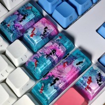 기계식키보드 수지 키 캡 게임용 키보드 고래 백라이트 키 캡 체리 mx 스위치 기계식 키보드 게임용 선물 잉어 키 캡, R2, 분홍