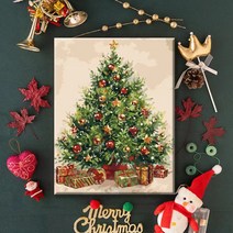 [diy그리기] votgl diy그림그리기 성탄일 피포페인팅 유화그리기세트 크리스마스트리40 x 50 cm