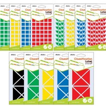 (예현) 칼라 스티커 15개입1갑 모서리스티커 분류용 라벨 견출지 삼각 네모 별스티커, 3028 (세모)빨강