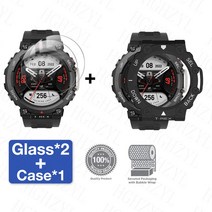 2-in-1 보호 케이스 화면 보호기 유리 Amazfit T Rex 2 TRex 스마트 워치 범퍼 커버 강화, [02] Amazfit T-Rex, [03] 3