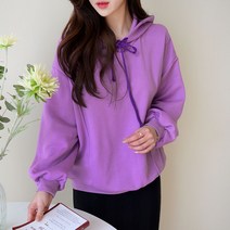 데일리앤 피즈 여성 핀턱 오버핏 기모 후드 티셔츠