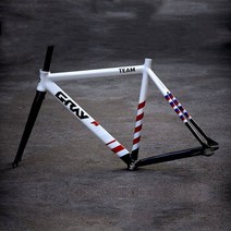 픽시프레임 카본 자전거 프레임 셋회색 700c 알루미늄 고정 기어 자전거 프레임 및 포크 Fixie 단일 속도, 01 WHITE_01 52CM