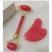 얼굴괄사 마사지롤러 옥괄사 두피 Guasha-마사지 도구 페이스 넥 바디 스파 마사지 롤러 구아샤 스크레이, 09 Hot Pink Set